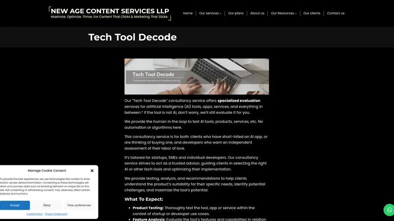 Tech Tool Decode - New Age Content Services LLP